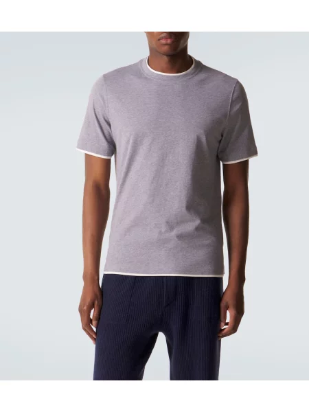 Tricou Brunello Cucinelli din jerseu gri