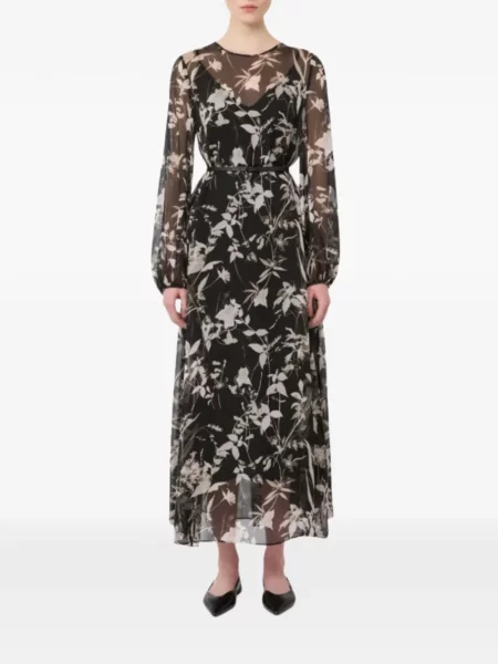 Gėlėta kostiumas midi suknelė Max Mara iki kelių juoda
