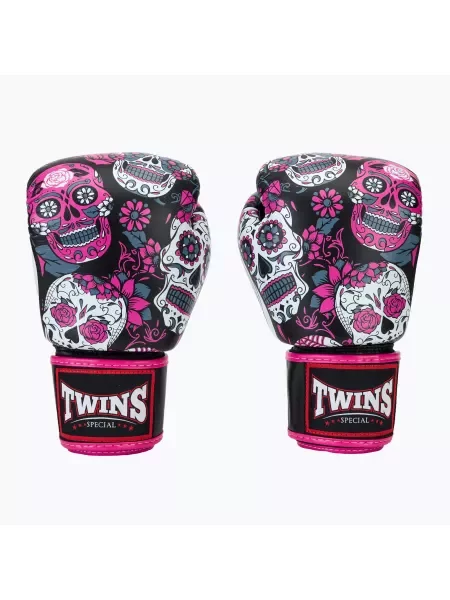 Rękawice bokserskie Twins Special Fancy Skull pink/black czarne