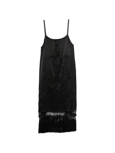 Sukienka Bode z frędzli w kwiatki garniturowa czarna