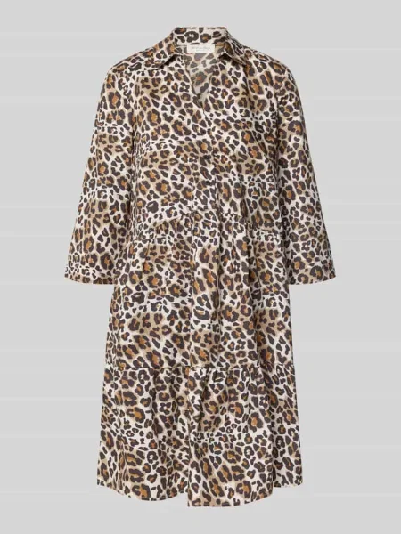 Sukienka koszulowa o długości do kolan z dekoltem w serek i rękawami o dł. Christian Berg Woman czarna