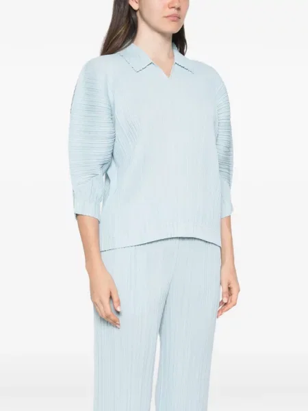 Marškinėliai Pleats Please Issey Miyake v formos iškirpte mėlyna