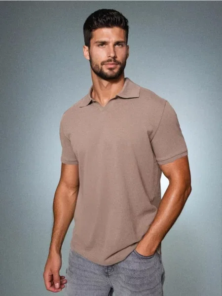 Sinsay koszulka polo brązowy