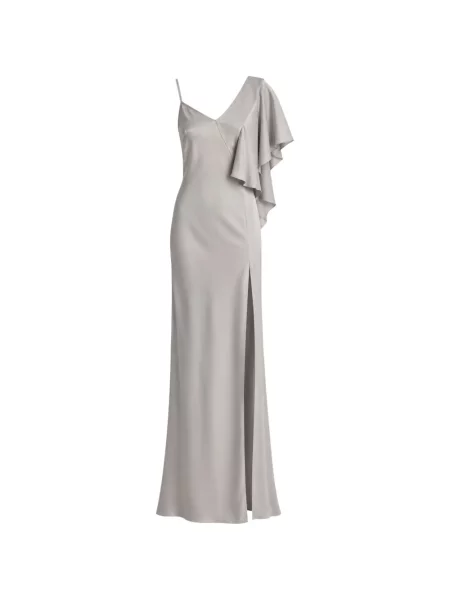 Rochie maxi Irina Schrotter cu volane asimetrică gri