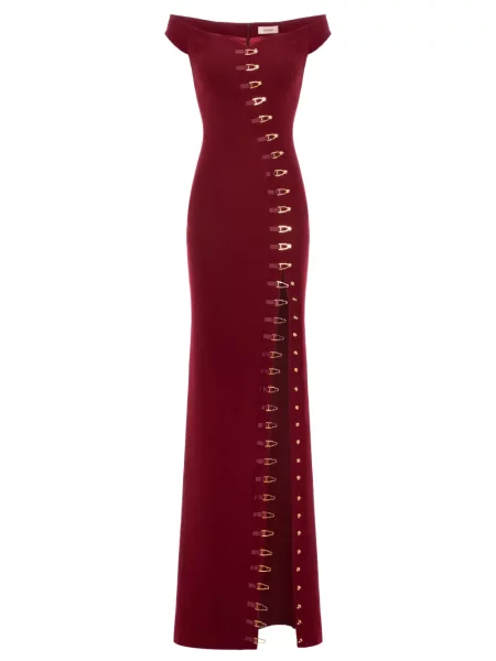 Rochie maxi Murmur cu crăpătură de costum roșu