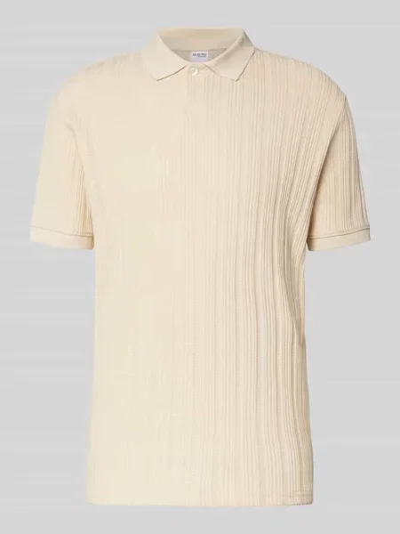 Koszulka polo o kroju slim fit z fakturowanym wzorem model ‘JADEN’ Selected Homme