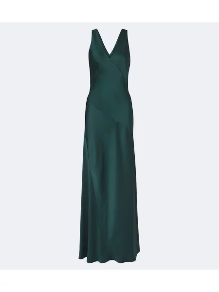 Rochie maxi Max Mara din satin eleganta verde