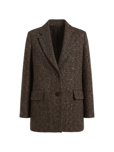 Sacou Peserico cu paiete cu model herringbone maro
