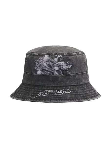 Ed Hardy Pălărie Crawling Dragon deschis / închis gri