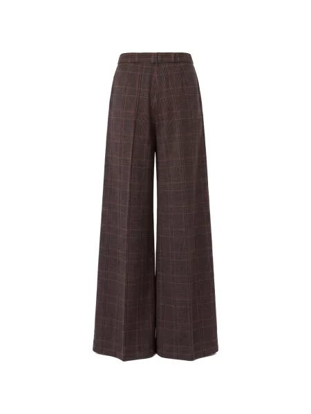 Pantaloni Max Mara în carouri din jerseu maro