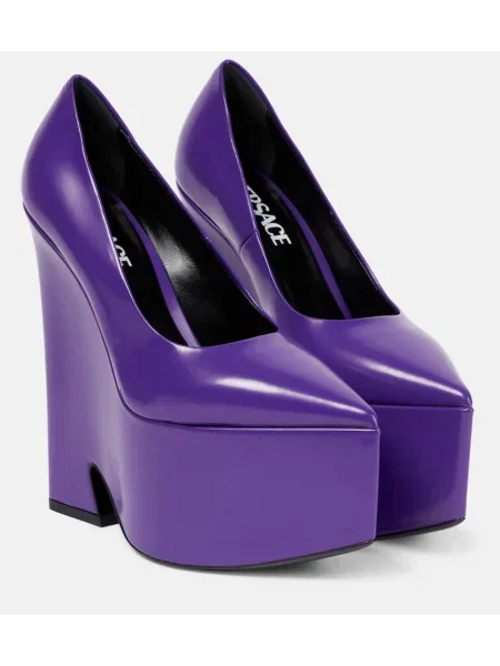 Usnjene salonarji Versace s platformo vijolična