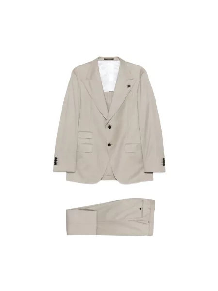 Garnitur Gabriele Pasini wełniany w jodełkę beżowy