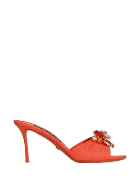 Papuci tip mules Dolce & Gabbana cu broderie portocaliu