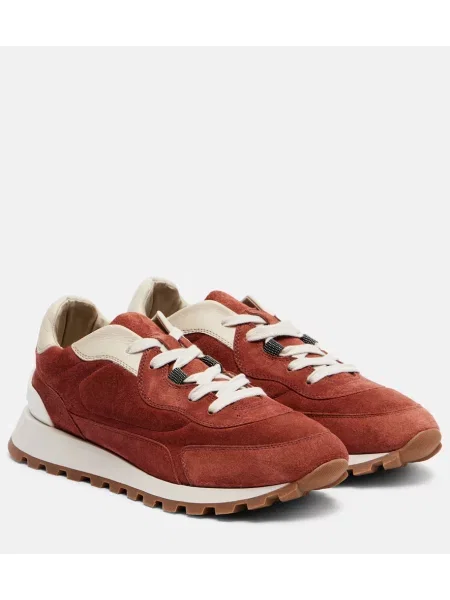 Sneakerși Brunello Cucinelli din piele de căprioară maro