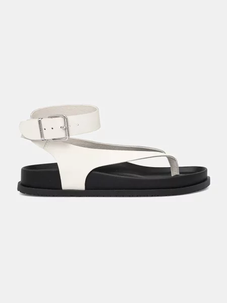 Tommy Jeans Usnjeni sandali TJW ANKLE STRAP SANDAL bež