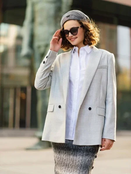 Двобортний жакет з люрексом Twinset сірий