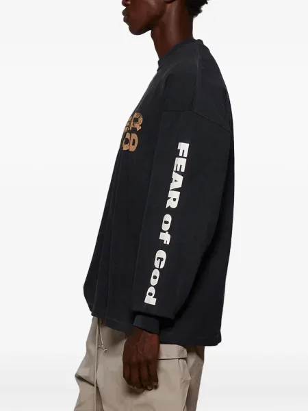 Lung tricou Fear Of God cu imagine negru