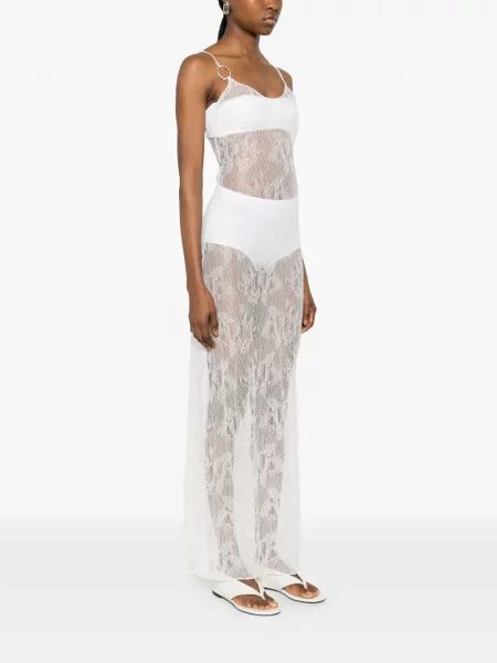 Rochie maxi Oseree din dantelă alb