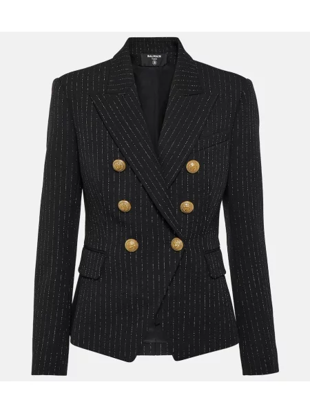 Dryžuotas švarkas Balmain dvieiliai juoda