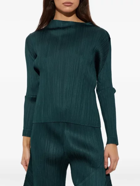 Дълго тениска Pleats Please Issey Miyake зелено