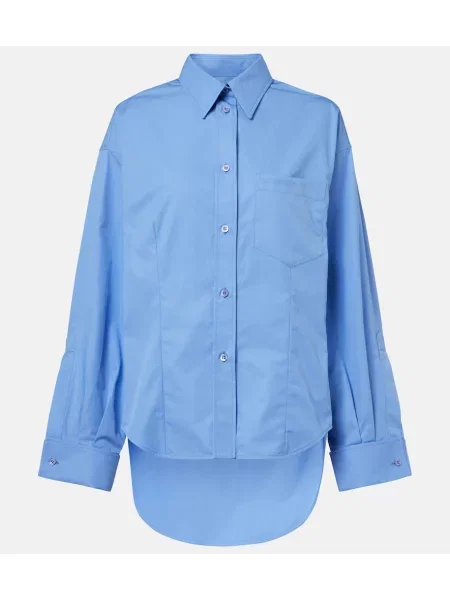 Cămașă Balenciaga asimetrică din poplin albastru