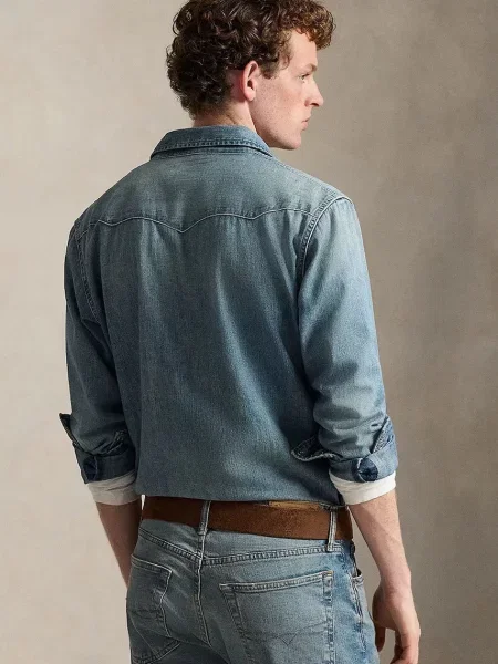 Rifľová košeľa Polo Ralph Lauren modrá