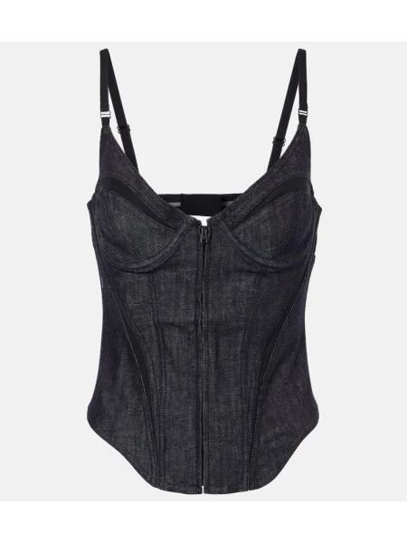 Top Mugler plasă negru
