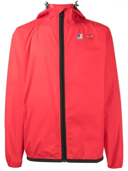 Geacă Comme Des Garcons Play cu glugă roșu