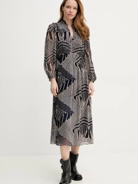 BA&SH rochie ANTAL bleumarin maxi evazati