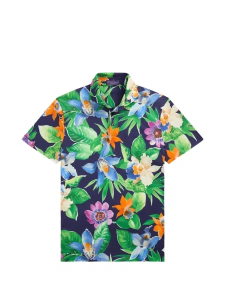 Tricou polo Ralph Lauren Purple Label cu model floral cu imagine albastru
