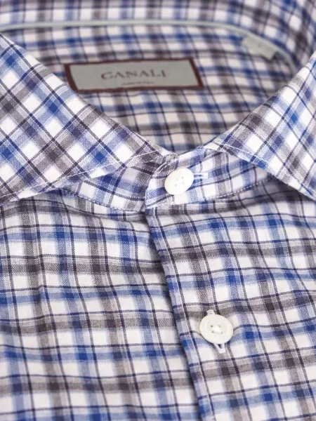 Cămașă Canali în carouri albastru