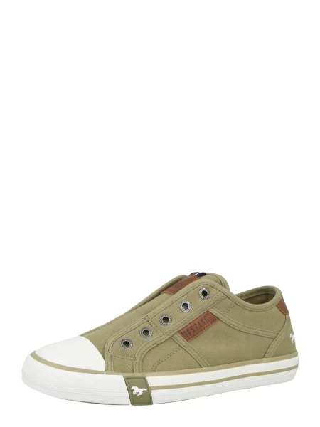 MUSTANG Slip on boty khaki bílá