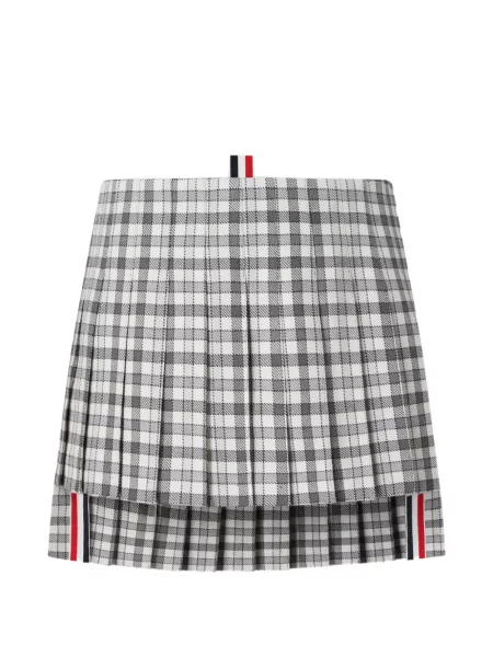 Fusta mini Thom Browne cu talie joasă din țesătură twill alb
