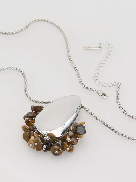 Подвеска Reserved с камнями коричневая