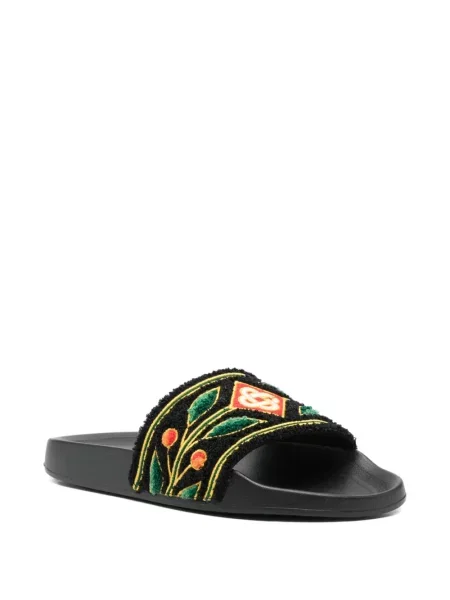 Papuci Casablanca cu model floral negru