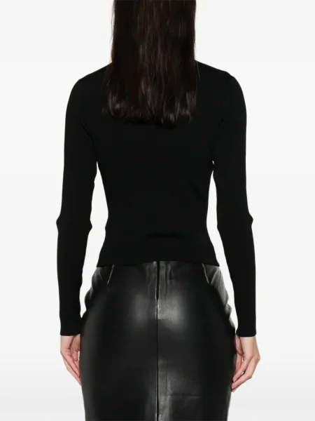 Top Self-portrait tricotate lung negru