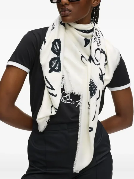 Fular Karl Lagerfeld cu imagine alb