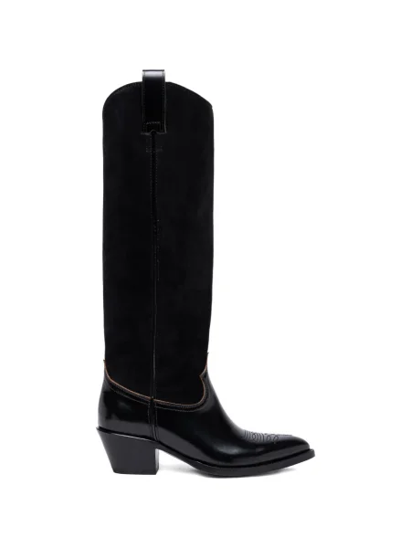 Botine Buttero din piele de căprioară cowboy negru
