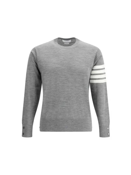 Sweter Thom Browne w paski z paskiem szary