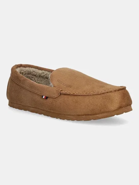 Tommy Hilfiger kapcie HILFIGER M SDE DRIVER HOUSE SHOE brązowy