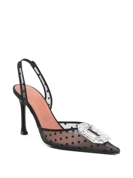Pantofi cu toc Amina Muaddi cu buline alb