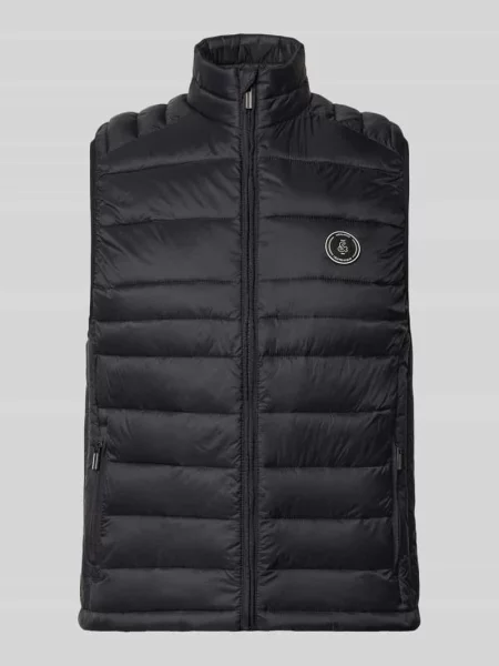 Kamizelka pikowana z zapinanymi na błyskawiczny model KINGSLEY' Jack & Jones czarna