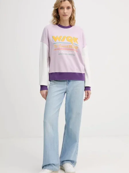 United Colors of Benetton bluza dziecięca x Stranger Things wzorzysta fioletowy