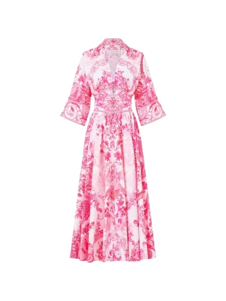 Rochie midi Camilla cu model floral cu imagine alb