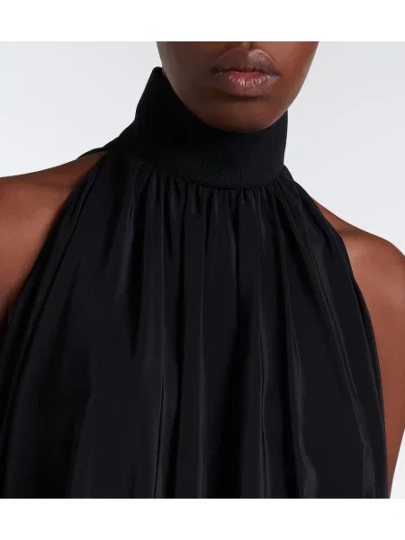 Saténový drapovaný top Sportmax s halter výstrihom čierna