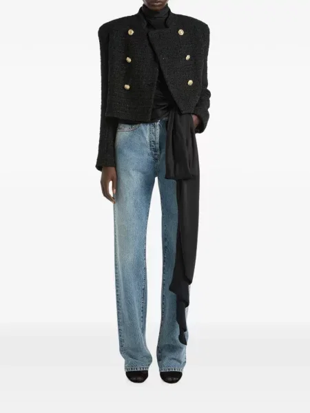 Geacă Balmain din tweed negru