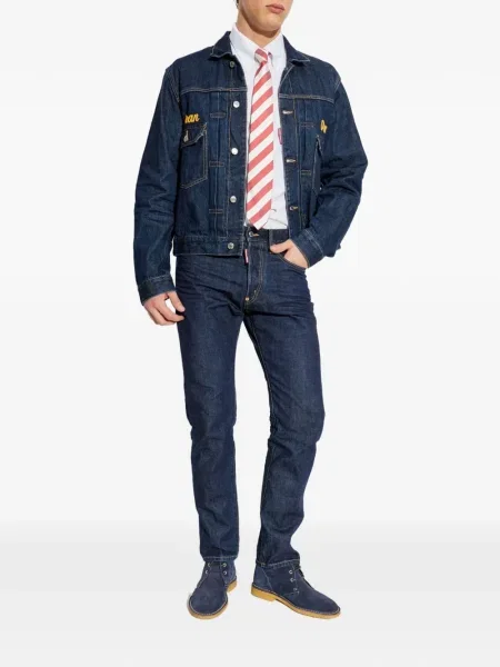 Geacă de blugi Dsquared2 cu broderie albastru
