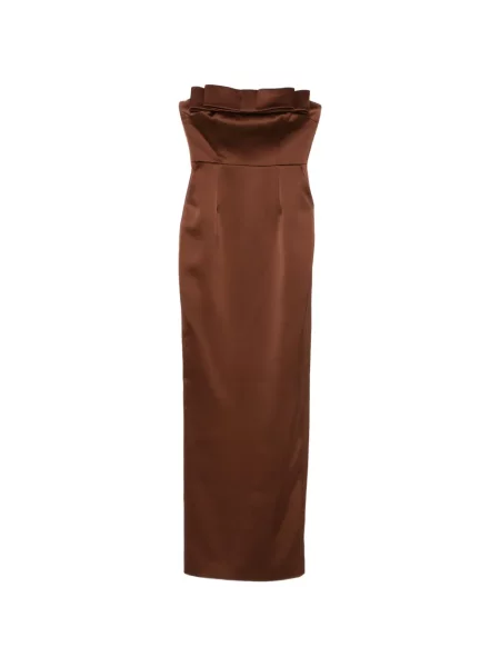 Rochie maxi The New Arrivals Ilkyaz Ozel cu funde fără bretele de costum maro