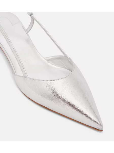 Lodičky Christian Louboutin s otvorenou pätou strieborná