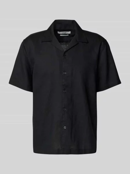 Koszula casual o kroju relaxed fit z mieszanki lnu i bawełny model RLXCLAY' Selected Homme czarna